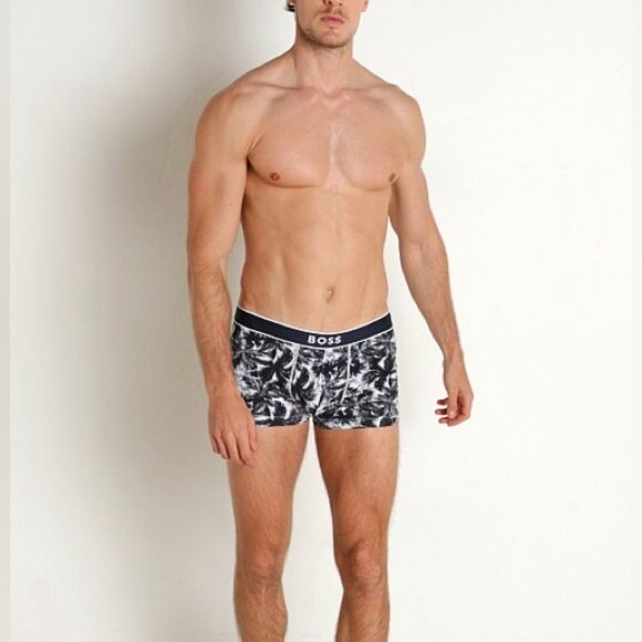 BOSS by Hugo Boss Palm Print Trunk in Black &White - Picture 3 of 7